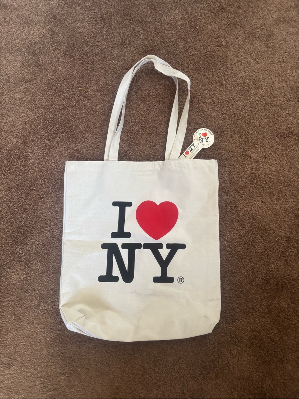 I Heart NY White Canvas Tote Bag with Red Heart